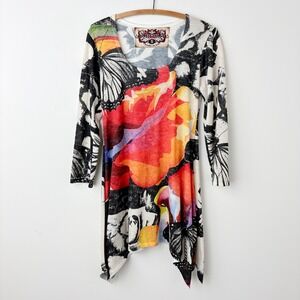 Amma Design Floral Tunic Dress S Butterfly Boho Statement Asymmetric Eclectic